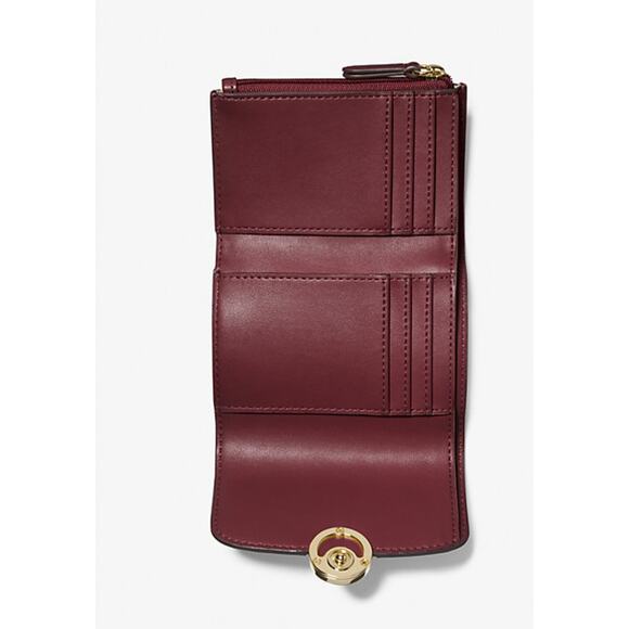 MICHAEL KORS LEIDA MEDIUM WALLET IN OXBLOOD BURGUNDY WINE NEW! - Picture 2 of 2